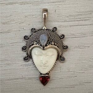 Silver and Red Stone Pendant